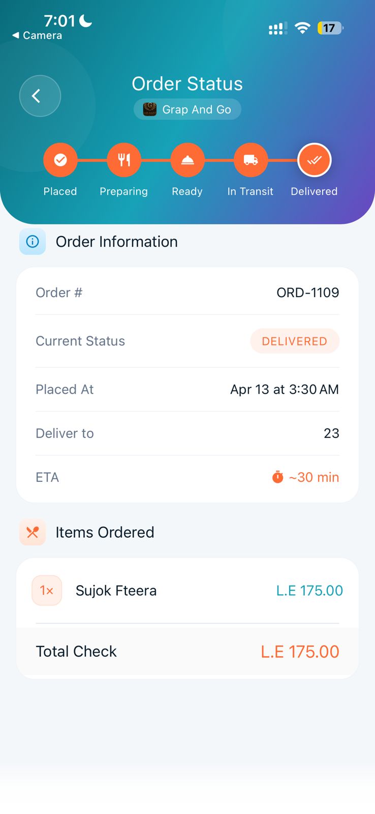 SU Robo order status — 5-stage pipeline